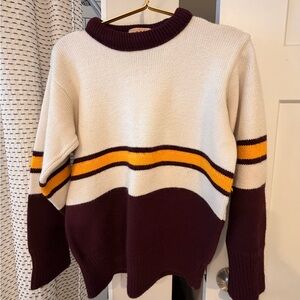 Striped Maroon, White and Gold Women's Sweater - Minnesota Gophers colors